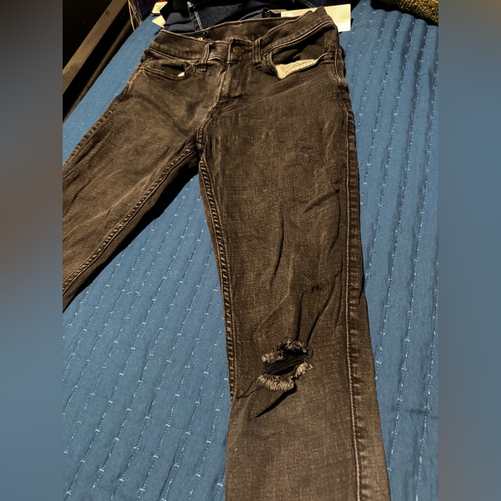Hollister Black Skinny Jeans Distressed Denim